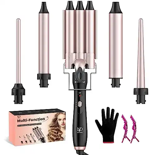 5-in-1 Lockenstab Set mit 3 Fässern und Temperaturregelung