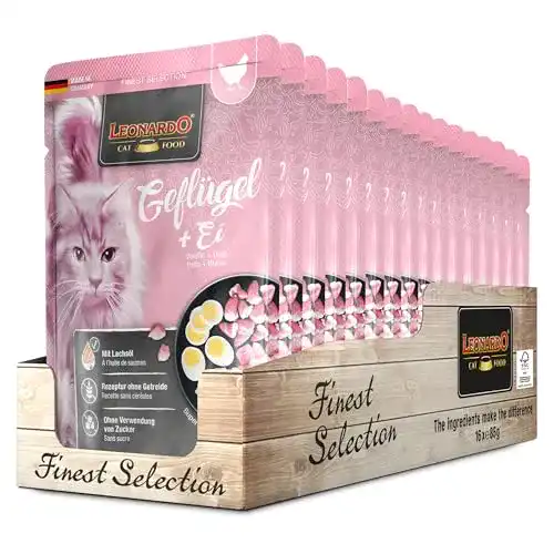 Leonardo Nassfutter Frischebeutel mit Geflügel und Ei, 16x85g