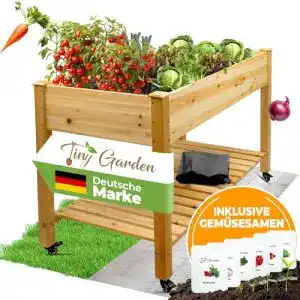 Hochbeet auf Rollen aus Holz für Balkon und Terrasse