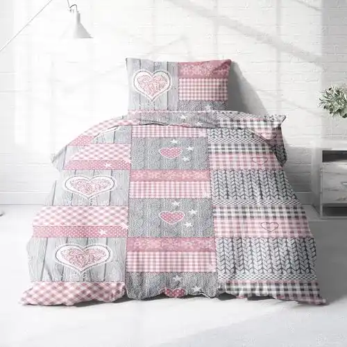 Biber Bettwäsche Träumschön 135×200 cm 2tlg – Herz Design
