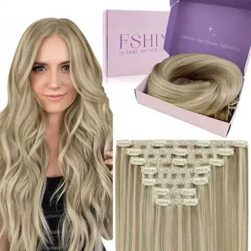 Clip-In Extensions Fshine Echthaar 120g Blond für natürliches Volumen