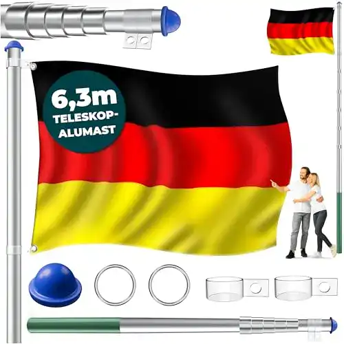 Fahnenmast aus Aluminium mit Teleskopfunktion 6,30 m