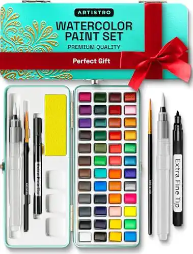 Aquarellfarben Set Artistro mit 48 Farben in tragbarer Box