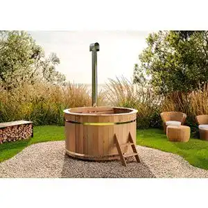 Badezuber Finntherm Holz Badefass Bergen mit Edelstahl-Ofen 22 kW