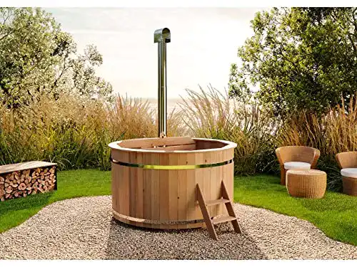 Badezuber Finntherm Holz Badefass Bergen mit Edelstahl-Ofen 22 kW