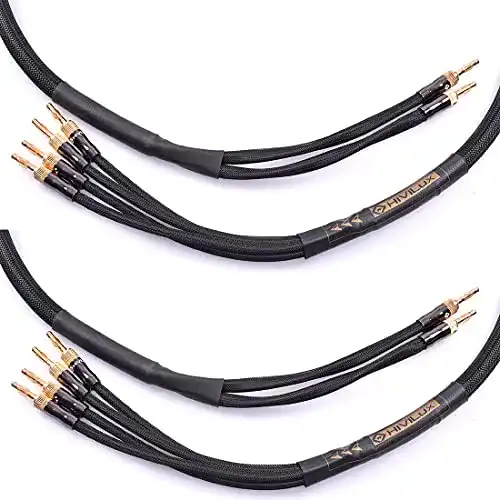 Hivilux High-End Lautsprecherkabel 2×2,5m Bi-Wiring mit Bananensteckern