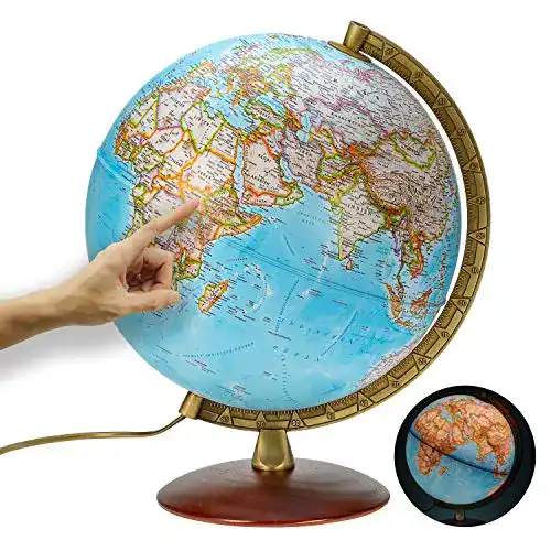 Globus National Geographic 30 cm mit stabilen Standfuß und LED-Beleuchtung