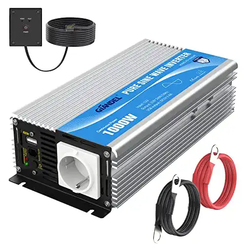 GianDel 1000W KFZ Wechselrichter 12V auf 230V mit USB-Anschluss