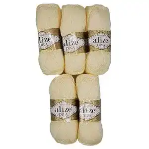 Alize 5 x 100 Gramm Diva Batik Wolle – Merzerisierte Strickwolle