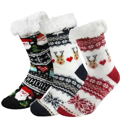 Kuschelsocken Derayee 3 Paar für Herren und Damen, warme Stoppersocken