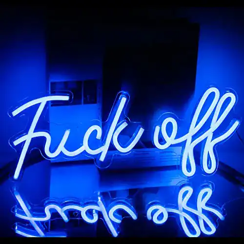 Neon-Schild ineonlife „Fuck off“ in Blau mit LED-Schriftzug