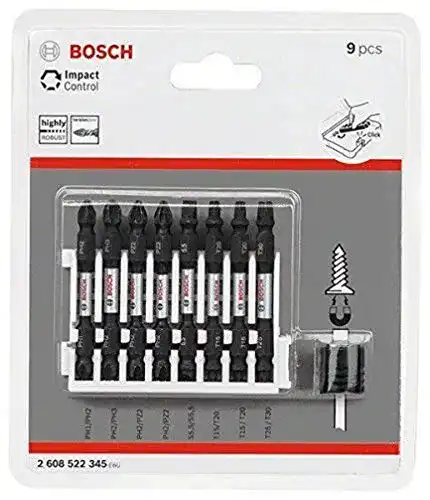 Bosch Professional 9-teiliges Doppelschrauber Bit Set mit 65mm Länge