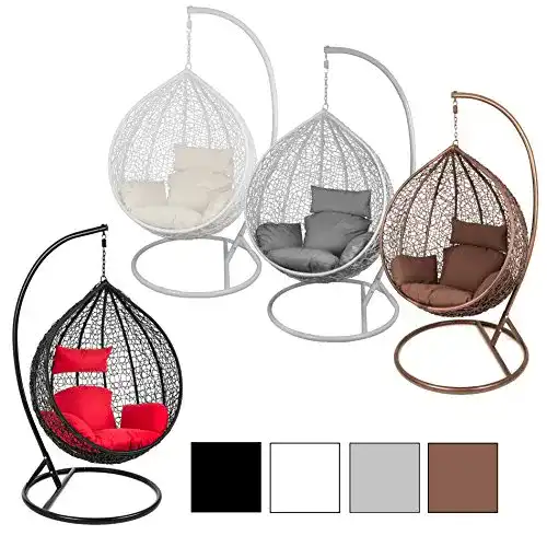 Hängesessel Estexo Polyrattan mit Gestell in Schwarz