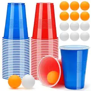 Bierpong-Becher Set mit 50 Bechern und 12 Tischtennisbällen