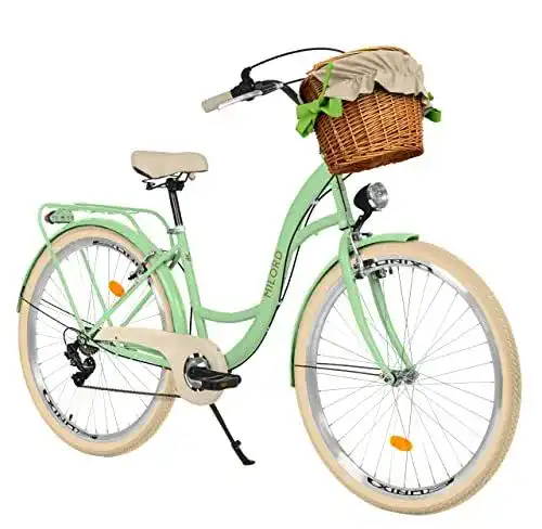 Tiefeinsteiger Fahrrad Generic Milord mit Weidenkorb und 7-Gang Schaltung