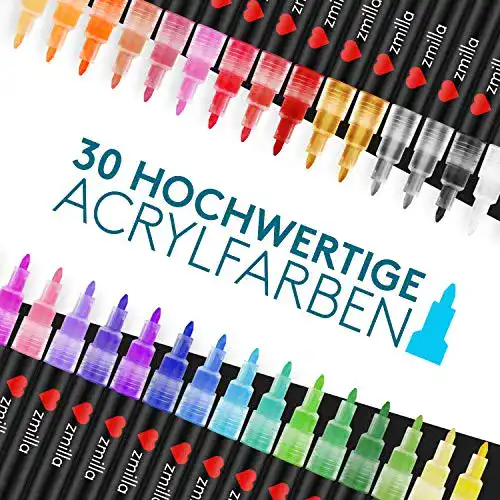 Acrylstifte ZMILLA mit 30 Farben und 0,7 mm Spitze