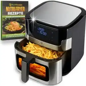 Heißluftfritteuse 7 Liter Nutrilovers NUTRI-FRYER Edelstahl mit LED Display