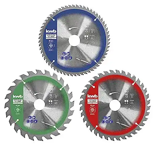 Kreissägeblatt-Set 210×30 mm von Kwb – 3-teiliges Set für Holzarbeiten