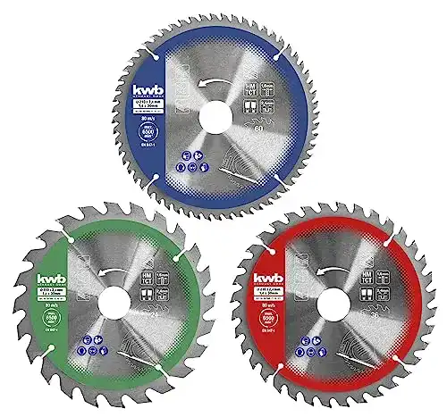 Kreissägeblatt-Set 210×30 mm von Kwb – 3-teiliges Set für Holzarbeiten