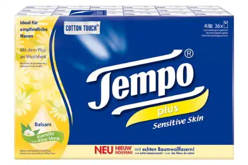 Taschentücher Tempo Plus Sensitive im 36er Pack