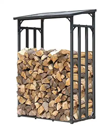Holzunterstand QUICK STAR Metall Kaminholzregal in Anthrazit