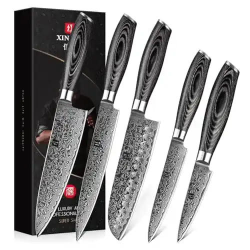 Xinzuo 5-teiliges Damastmesser Set für die Küche