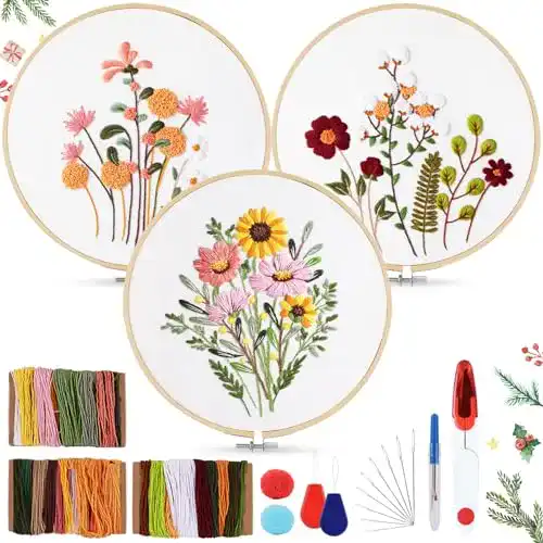 Stickset AOTWAN für Anfänger mit Blumenmustern und Zubehör