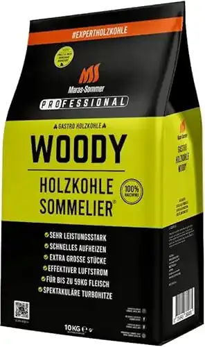 Grillbrikett Holzkohle Sommelier Woody 10kg – Rauchfreie Holzkohle