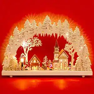 Beleuchteter LED Schwibbogen Winterdorf von Sikora