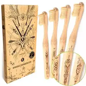 Bambus-Zahnbürste Nature Nerds Set (4er Pack) – Mittel