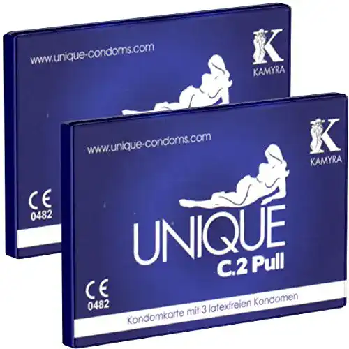 Latexfreie Kondome KAMYRA Unique C.2 PULL Condom Card blau