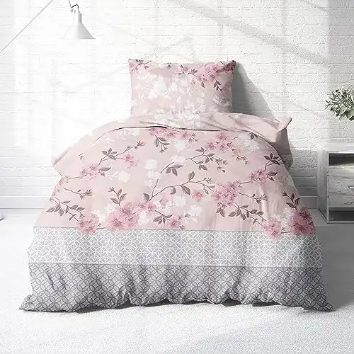 Renforcé-Bettwäsche in Rosa mit Blumenmuster für erholsamen Schlaf