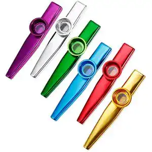 Kazoo Anpro Set aus 6 Metall-Instrumenten mit Membran in verschiedenen Farben