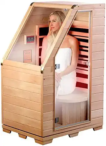 Mobile Dampfsauna von Newgen Medicals Kompakte Infrarotkabine aus Hemlock-Holz