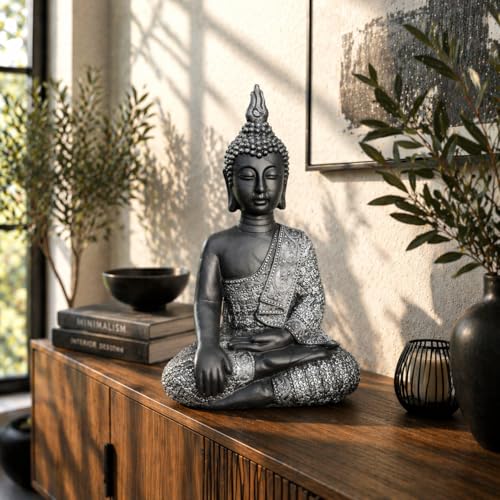 Buddha-Figur aus Kunststein für Innen- und Außenbereich