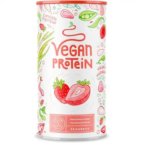 Alpha Foods Vegan Protein Erdbeere – Pflanzliches Proteinpulver 600g