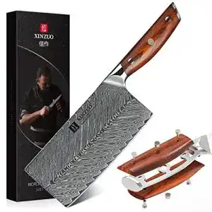 Chinesisches Kochmesser Xinzuo Damaststahl 18 cm mit ergonomischem Griff