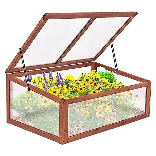 Frühbeet aus Holz von COSTWAY – Wetterfestes Mini Gewächshaus für Garten