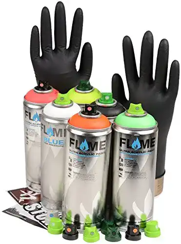 Graffiti Spraydosen Set mit Neonfarben und Ersatzsprühköpfen