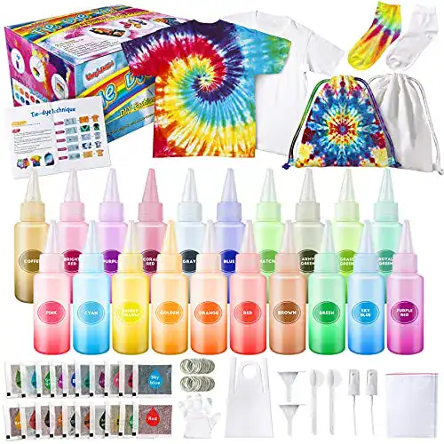 Batikfarben Unglinga Set Tie Dye Kit mit 20 Farben für Stoffe