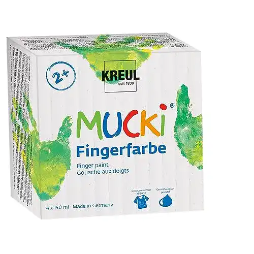 Kreul Mucki Tuschkasten mit leuchtkräftigen Fingerfarben, 4er-Set