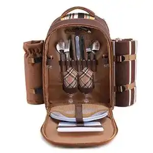 Picknickrucksack für zwei Personen mit Kühlfunktion und Picknickset