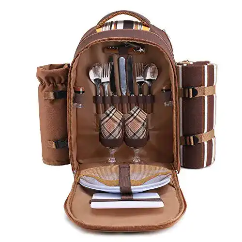 Picknickrucksack für zwei Personen mit Kühlfunktion und Picknickset