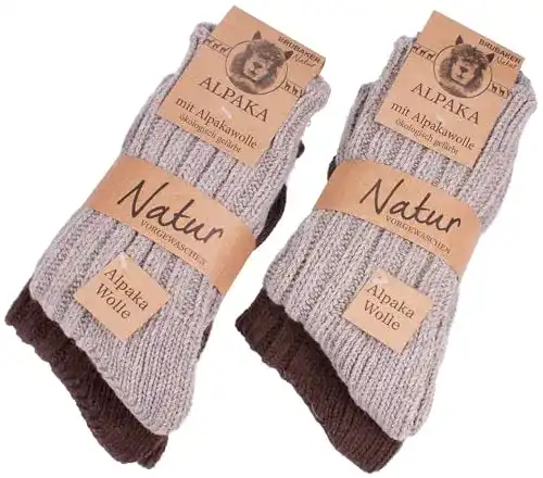 Alpaka Wintersocken Set von BRUBAKER – 4 Paar in Brauntönen