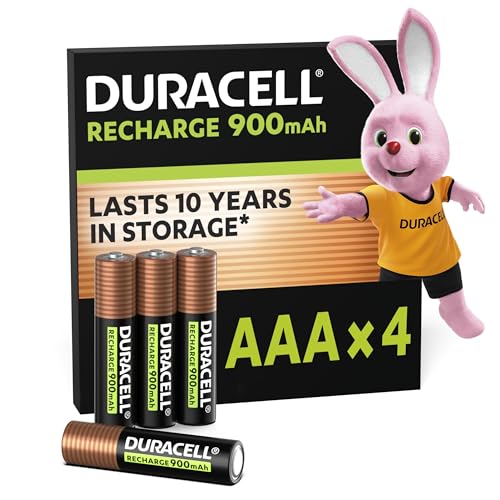 Duracell AAA Akkus, wiederaufladbare Batterien, 4 Stück, 900mAh