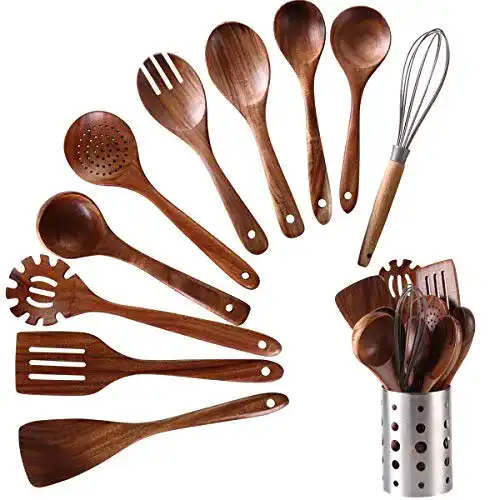Kochlöffel Küchenutensilien-Set aus Teakholz 11-teilig