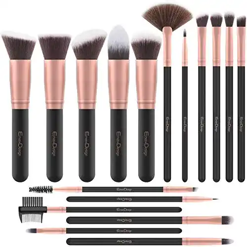 EmaxDesign Make-up Pinselset mit 17 Synthetik Schminkpinseln
