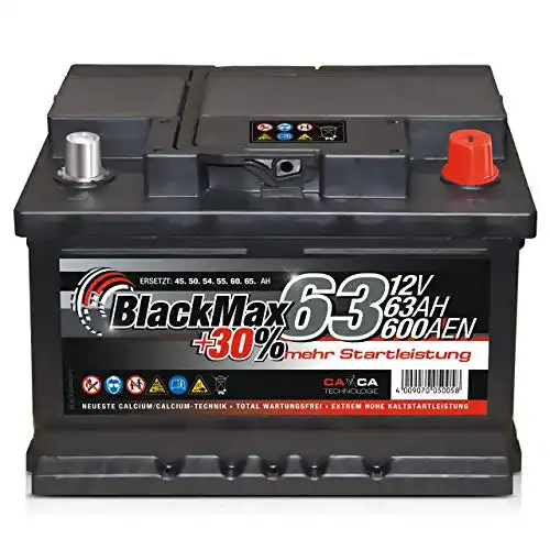 Autobatterie 63Ah Blackmax mit hoher Startkraft für PKW und Transporter