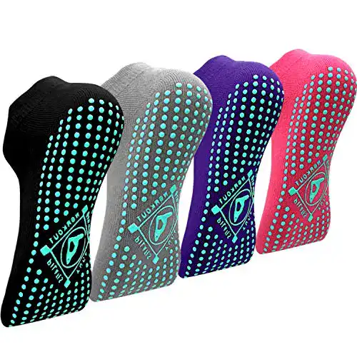 Stoppersocken Elutong Yoga Socken Anti-Rutsch (4 Paare)