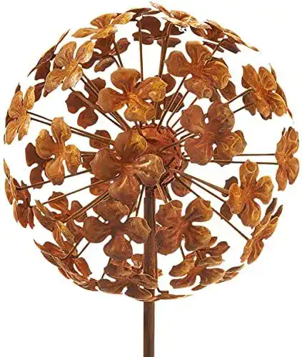 Rosenkugel Gartenstecker Rusty Flower Ball 110 cm aus Metall